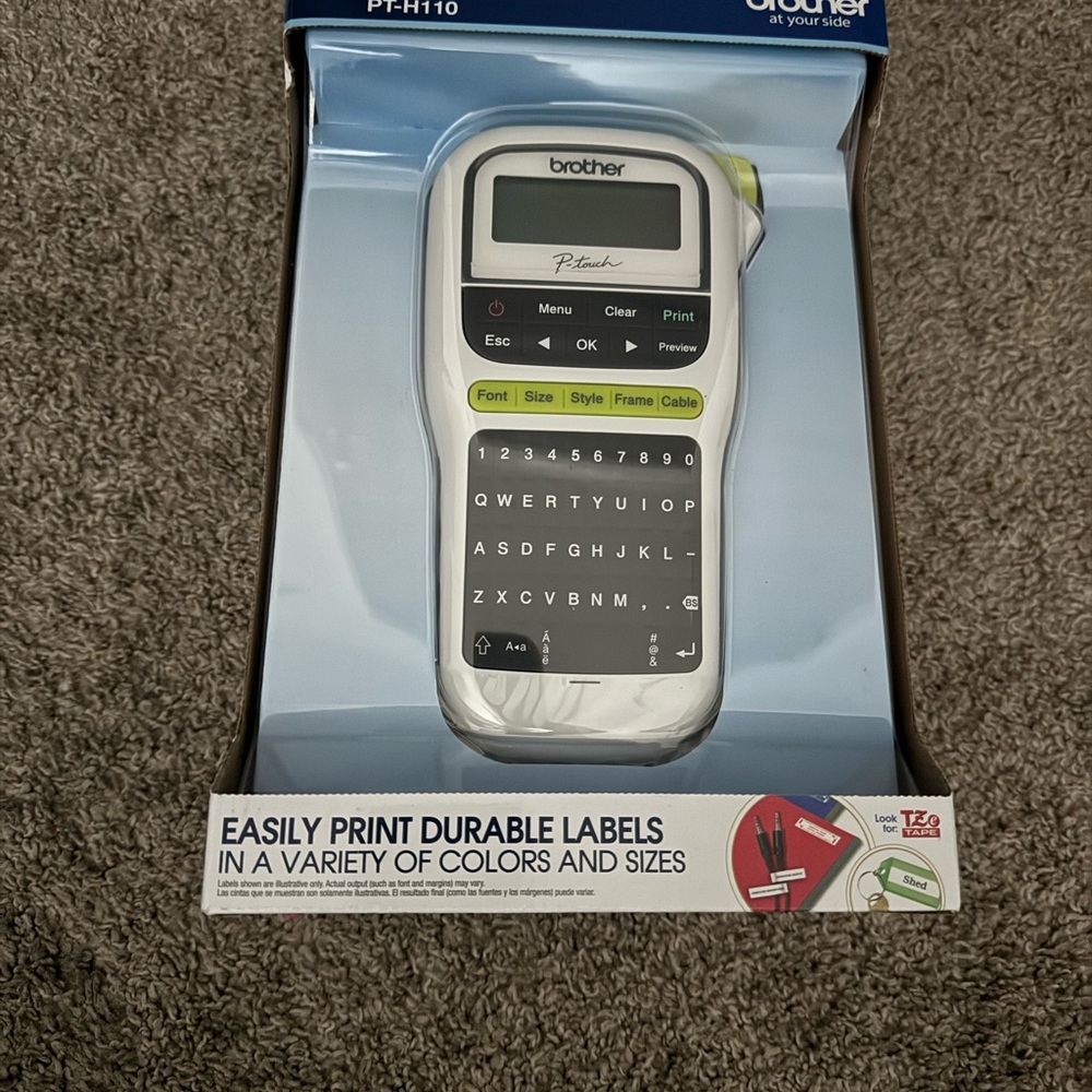 Brother White and Black Label Maker with LCD Display